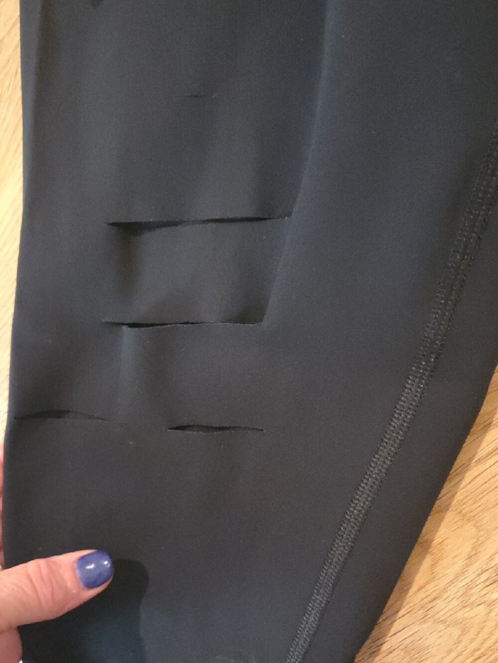 ALO Yoga Black High-Waist Jeggings with Distressed Detail - Picture 5 of 5